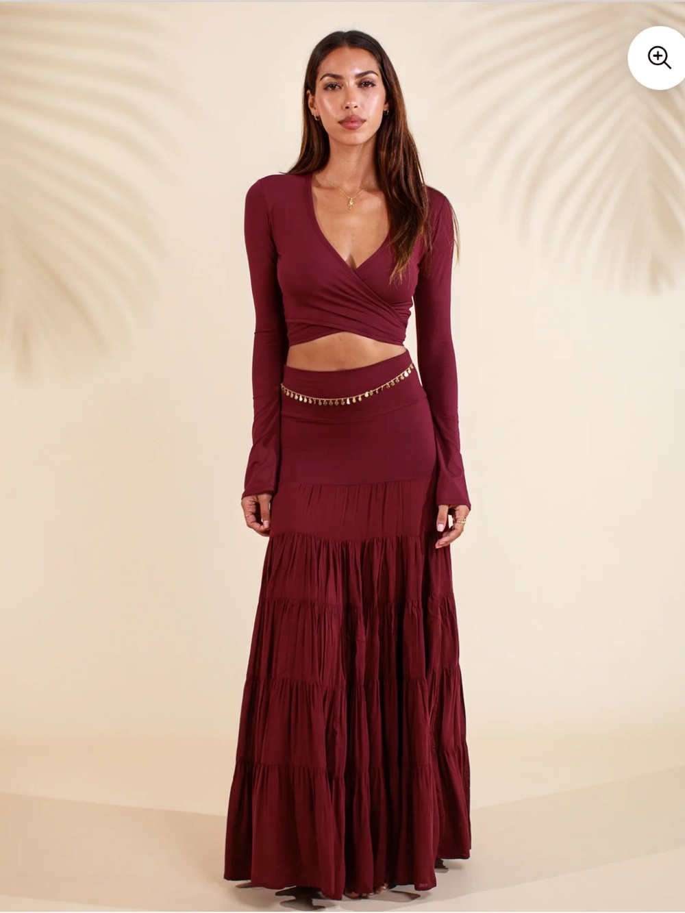 Royal Codes Esme Cherry Stone Tiered Maxi Skirt - Picture 2 of 7